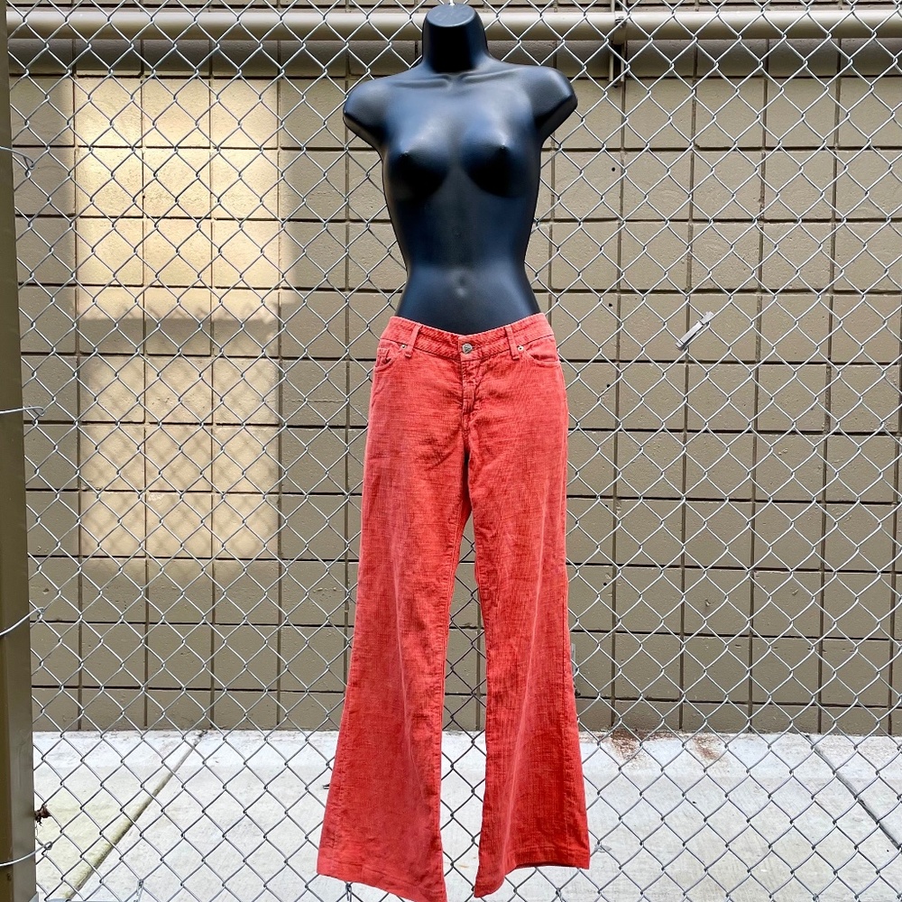 Citizens of Humanity Orange Corduroy Lo-Rise Boot Cut Jeans Sz 32 Petite Length